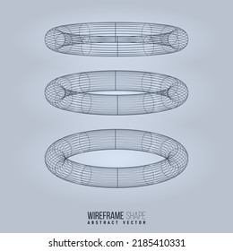 Wireframe shape. Futuristic hud element. Geometric grid. Vector illustration.