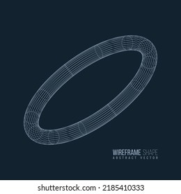 Wireframe shape. Futuristic hud element. Geometric grid. Vector illustration.