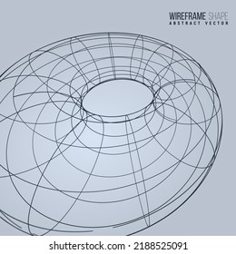 Wireframe shape. Futuristic hud element. Geometric grid. Vector illustration.