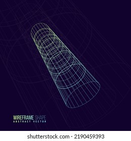 Wireframe shape. Futuristic hud element. Geometric grid. Vector illustration.