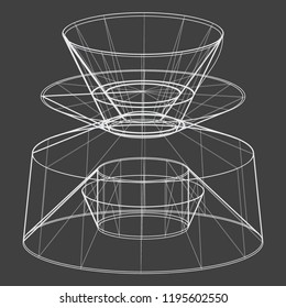 A Wireframe shape on a grey background