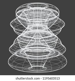 A Wireframe shape on a grey background