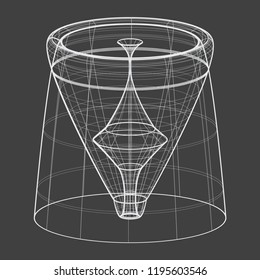 A Wireframe shape on a grey background