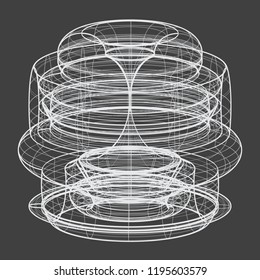 A Wireframe shape on a grey background