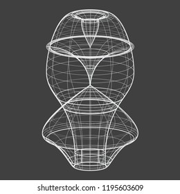 A Wireframe shape on a grey background