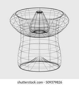 Wireframe shape on a grey background
