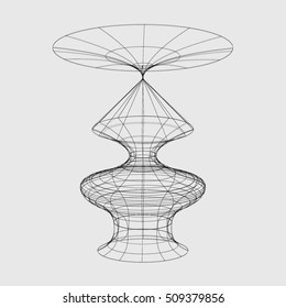 Wireframe shape on a grey background
