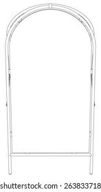 Wire-frame sidewalk sign. Front view. Vector illustration rendering of 3d