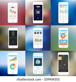 Wireframe single screens mobile app ui kit collection.
