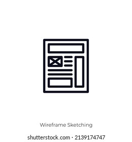 Wireframe Sketching icon. Outline style icon design isolated on white background