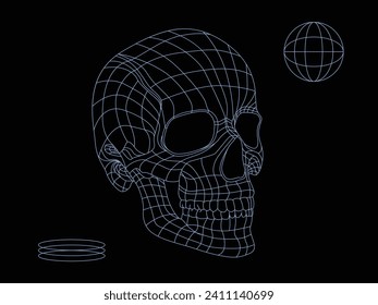 Wireframe skull Low Poly Mesh. futuristic concept