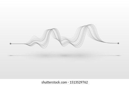 Wireframe sound wave. Abstract motion lines. Graphic concept for your design