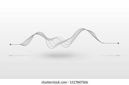 Wireframe sound wave. Abstract motion lines. Graphic concept for your design