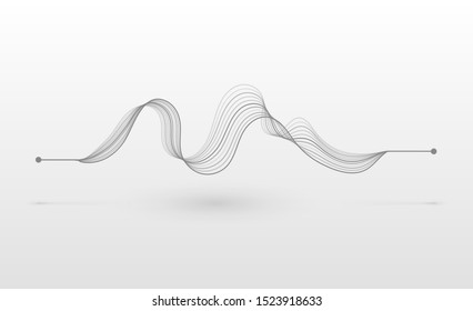 Wireframe sound wave. Abstract motion lines. Graphic concept for your design