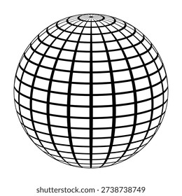 Wireframe sphere grid illustration, representing 3D geometry and coordinates