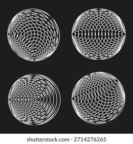 Formas de esfera de alambre. Dos globos geométricos. Patrón de malla Abstractas. Vector tresD ilustración. EPS 10.