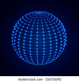 Wireframe sphere. Vector illustration.