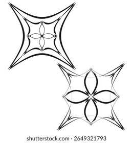 Wireframe star icon. Sharp pointed shape. Spiky compass Vector. Thin outline form