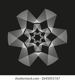 Wireframe star icon. Symmetric mesh structure. Abstract 3d vector. Bold geometric form.