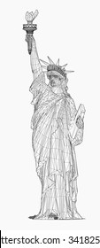 Wireframe of Statue Of Liberty. vector