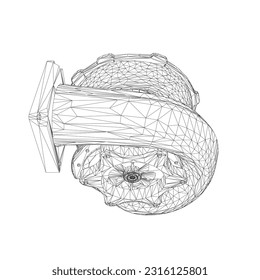 Wireframe Steam turbine rotor operation. Vector illustration. Automotive turbine wireframe. 3D..
