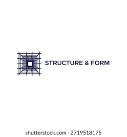 Logotipo de forma de estructura de alambre Símbolo de arquitectura mínimo Diseño de ingeniería Identidad corporativa Marca Elemento gráfico Icono de plano
