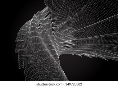 Wireframe Surface Vector Background 