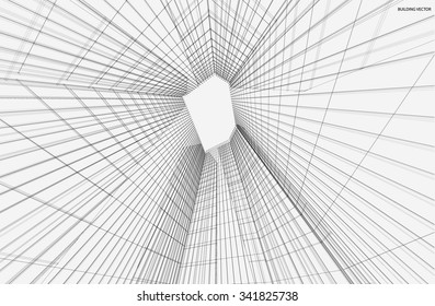 Wireframe Surface Vector Background.