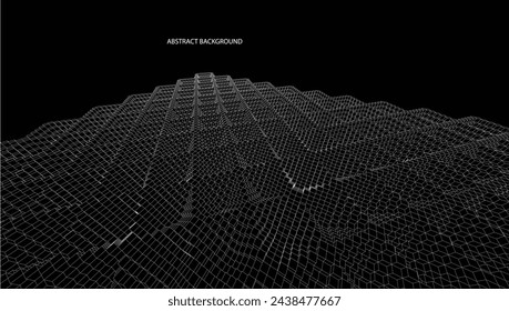 Wireframe Surface Vector Background. wireframe space