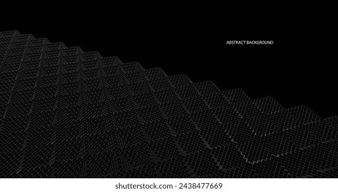 Wireframe Surface Vector Background. wireframe space