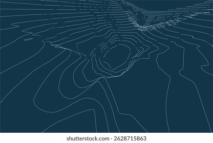 Arames em torno do contorno. Padrão de elemento topográfico para plano de fundo. Camada e linha de contorno da topografia da paisagem. Ilustração vetorial.