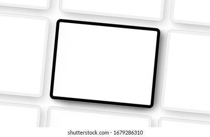 Ordenadores de tableta de alambre con pantallas en blanco. Encuentro para mostrar el diseño de sitios web móviles o aplicaciones de captura de pantalla. Ilustración del vector