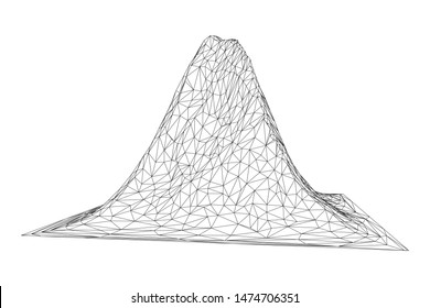 Wireframe terrain background. Cyberspace landscape grid technology vectorillustration