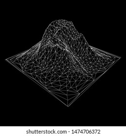 Wireframe terrain background. Cyberspace landscape grid technology vectorillustration