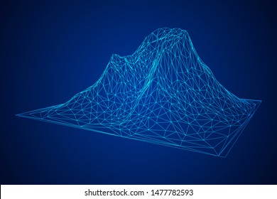 Wireframe terrain background. Cyberspace landscape grid technology vectorillustration