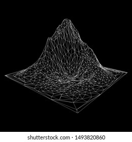 Wireframe terrain background. Cyberspace landscape grid technology vectorillustration