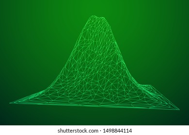 Wireframe terrain background. Cyberspace landscape grid technology vectorillustration