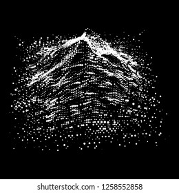 Wireframe terrain vector background. Cyberspace landscape grid technology illustration