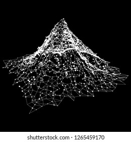 Wireframe terrain vector background. Cyberspace landscape grid technology illustration