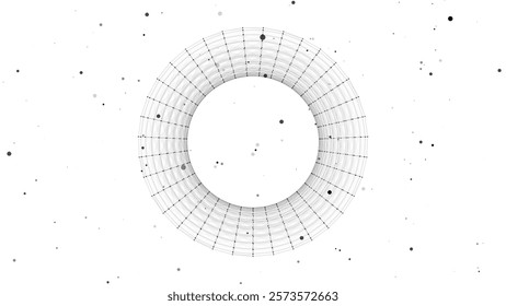 Wireframe torus from different sides. Vector abstract geometric 3D objects. Technology block chain network connection. Big data visualization.