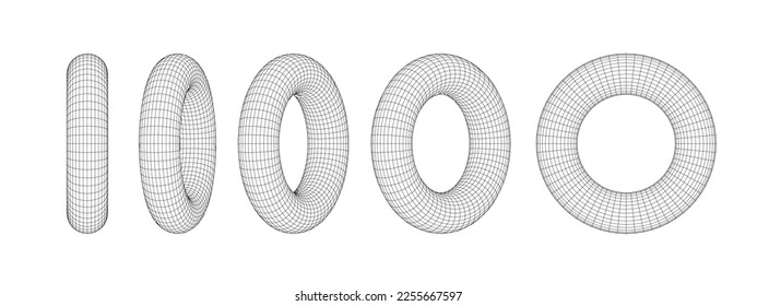 Wireframe Torus outline. Molecular grid. Futuristic connection structure for chemistry and science.