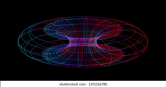 Wireframe of torus. Vector 3d illustration.