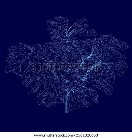 Wireframe tree on dark blue tech background, triangles style design. Vector illustration