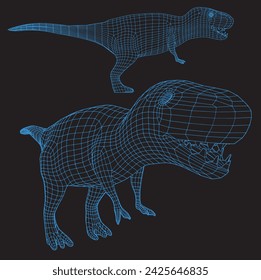 wireframe t-rex polygonal mesh dinosaur