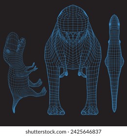 wireframe t-rex polygonal mesh dinosaur