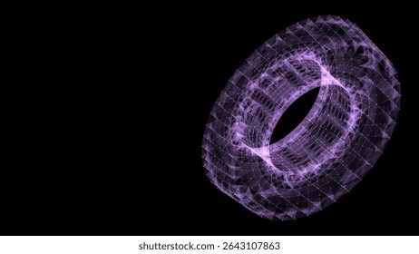 Tubos e cilindros de arames de lados diferentes. Objetos 3D geométricos abstratos vetoriais. Conexão de rede de cadeia de blocos de tecnologia. Visualização de Big Data.
