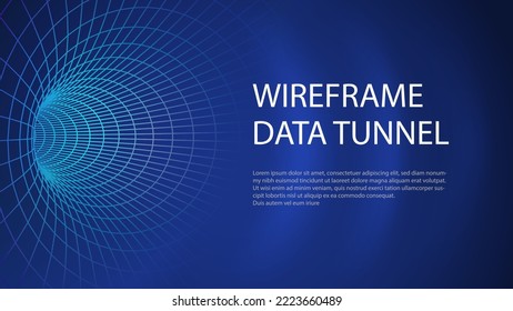 Ilustración del vector del túnel de alambre. Fondo digital. Tecnología de túnel de información computacional. Análisis y seguridad de la red. Grandes datos. Nuevo fondo abstracto de negocios de tecnología.