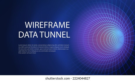 Ilustración del vector del túnel de alambre. Fondo digital. Tecnología de túnel de información computacional. Análisis y seguridad de la red. Grandes datos. Nuevo fondo abstracto de negocios de tecnología.