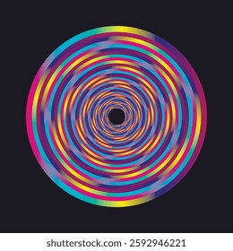Wireframe, twisted colors tunnel. Abstract background swirling line. Vector illustration.