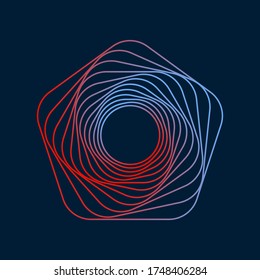 Wireframe, twisted tunnel. Abstract background swirling line. Vector illustration.